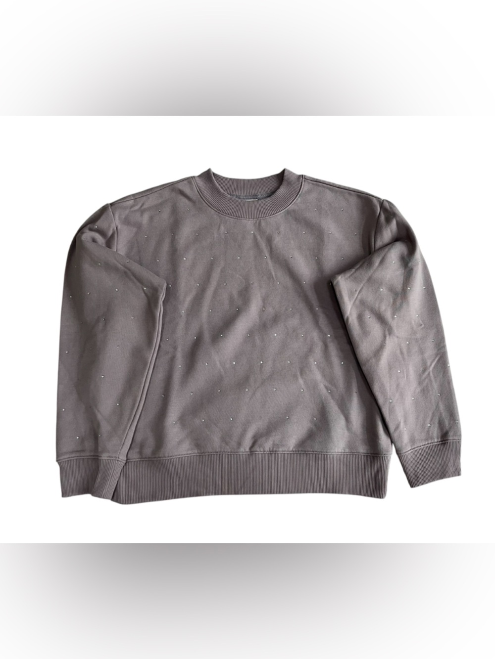 NWOT A New Day Woman’s Embellished Crewneck Sweatshirt in Dark Taupe, Size S